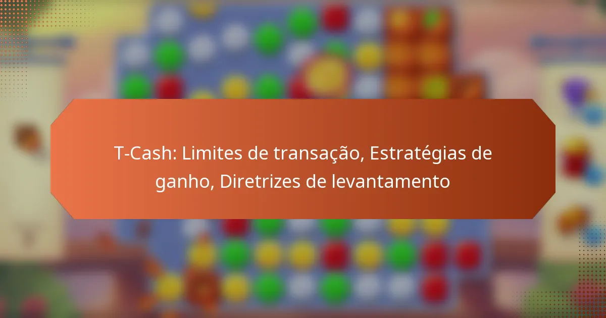 T-Cash: Limites de transação, Estratégias de ganho, Diretrizes de levantamento